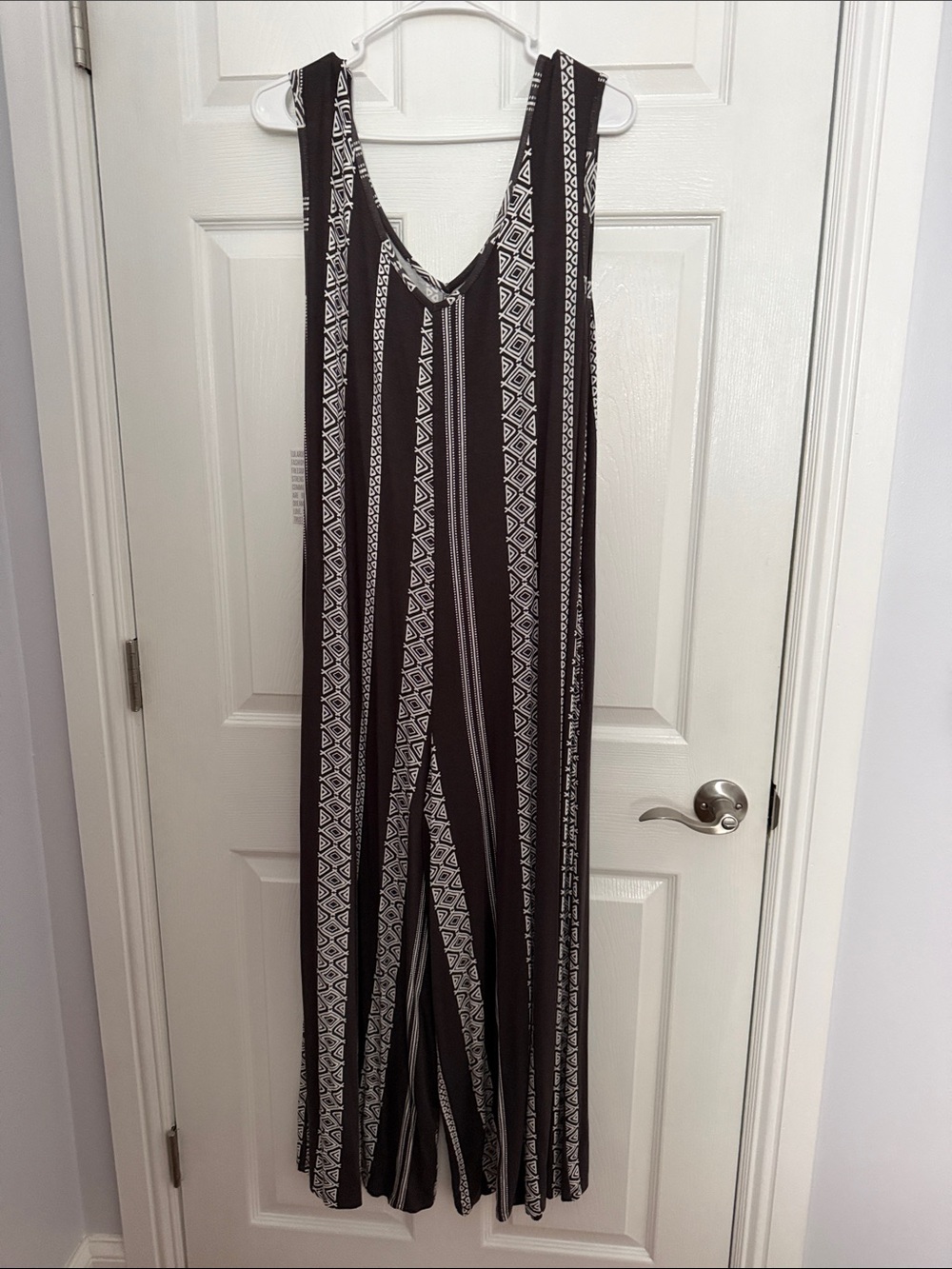 LuLaRoe Black and White Striped V-Neck Jumpsuit